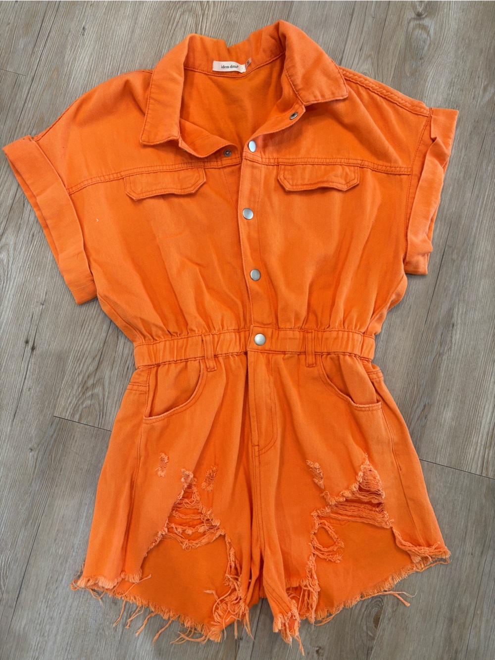 Show Me Your MuMu Orange Denim Romper - Picture 4 of 6
